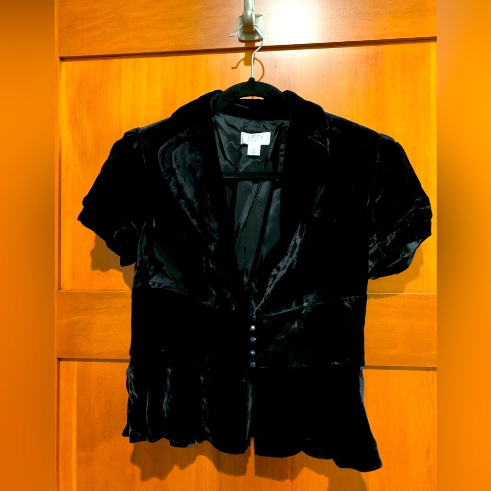 Crushed Black Velvet short sleeve Jacket